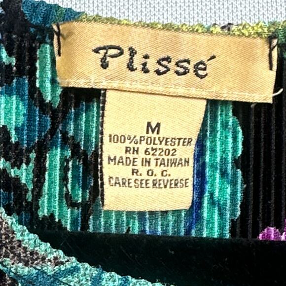 VTG Y2K Top M Accordion Ribbed Slinky Floral Blouse Party Work Club Boho Fairy - Picture 6 of 13